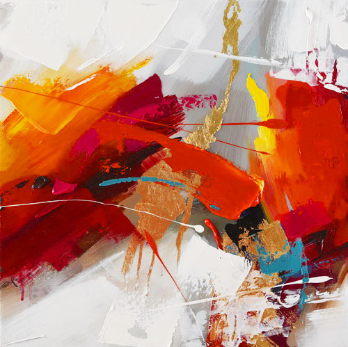 PXFC368 Wall décor art oil on canvas abstract orange red white tones colourful